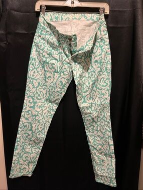 Old Navy Aqua and White Printed Skinny Jeans